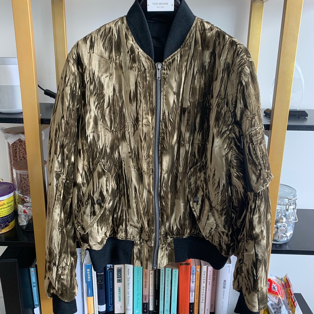 Haider Ackerman Gold Velvet Bomber Jacket